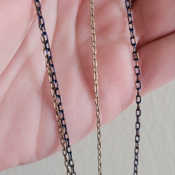 Brassy Feather and Bead Double Strand Necklace - Picture 3 of 4